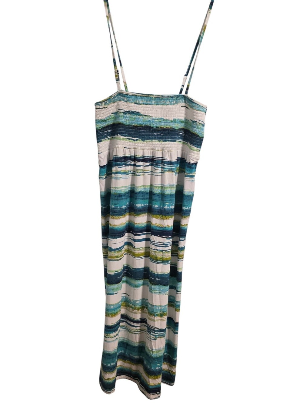 Znergy By Chico's NWT Paradise Maxi Sundress Greens, Blues & White Sz 3 Chicos